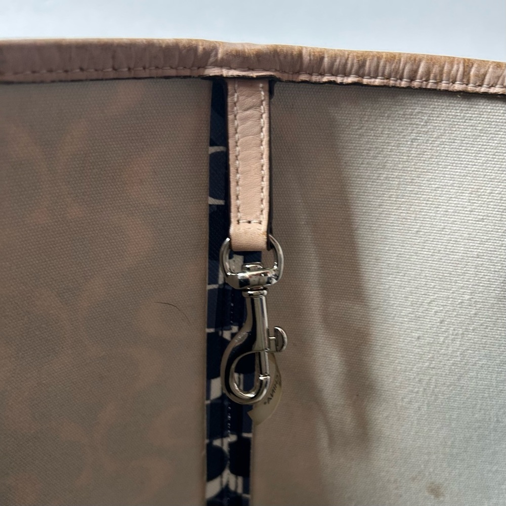 Coach Blue White Beige Signature Tote Bag Park Metro Dream C Logo F25673 - Picture 12 of 14
